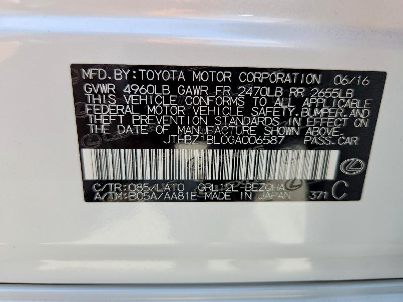 Aukcja sprzedaży 2016 Lexus Gs 350, vin: JTHBZ1BL0GA006587, numer aukcji: 58205136