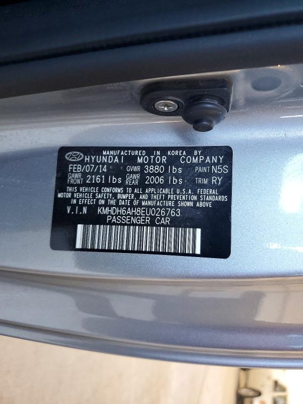 61302886 :رقم المزاد ، KMHDH6AH8EU026763 vin ، 2014 Hyundai Elantra Coupe مزاد بيع