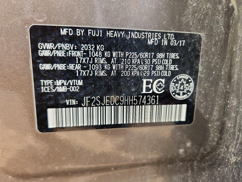 62646946 :رقم المزاد ، JF2SJEDC9HH574361 vin ، 2017 Subaru Forester مزاد بيع