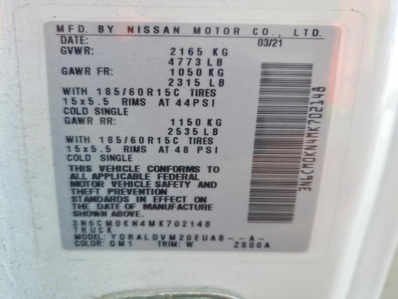 Aukcja sprzedaży 2021 Nissan Nv200, vin: 3N6CM0KN4MK702148, numer aukcji: 60966716