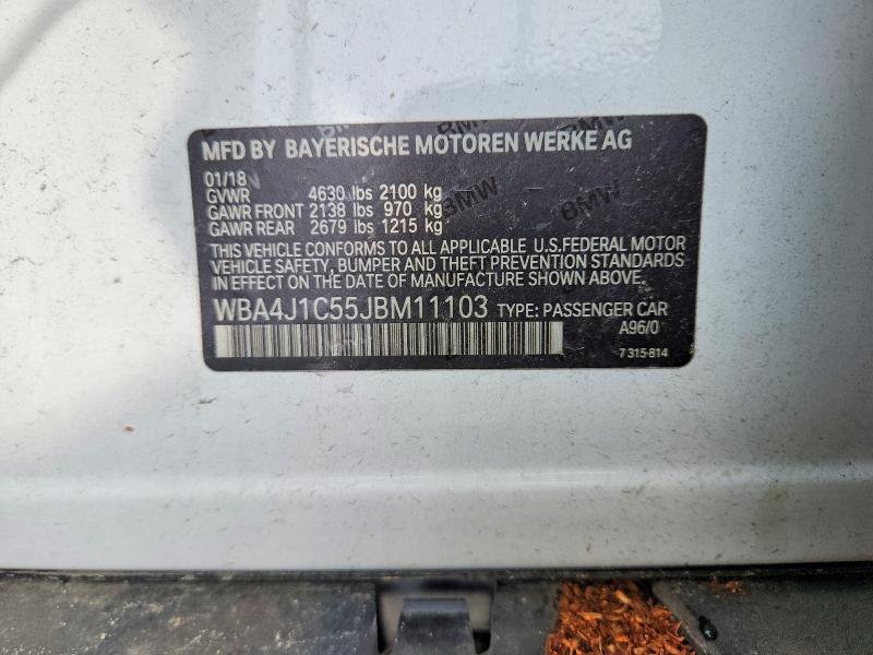 59804426 :رقم المزاد ، WBA4J1C55JBM11103 vin ، 2018 Bmw 430i مزاد بيع
