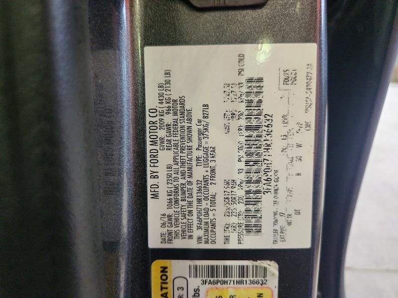 Продажа на аукционе авто 2017 Ford Fusion, vin: 3FA6P0H71HR136632, номер лота: 62285186