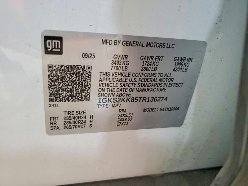60175666 :رقم المزاد ، 1GKS2KK85TR136274 vin ، 2026 Gmc Yukon Xl مزاد بيع
