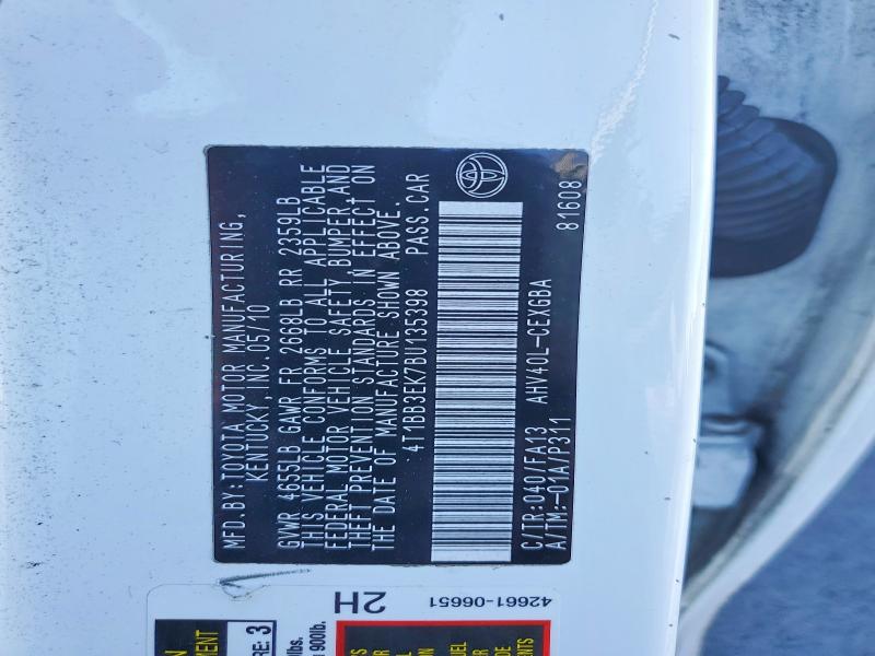 2011 Toyota Camry მანქანა იყიდება აუქციონზე, vin: 4T1BB3EK7BU135398, აუქციონის ნომერი: 63245476