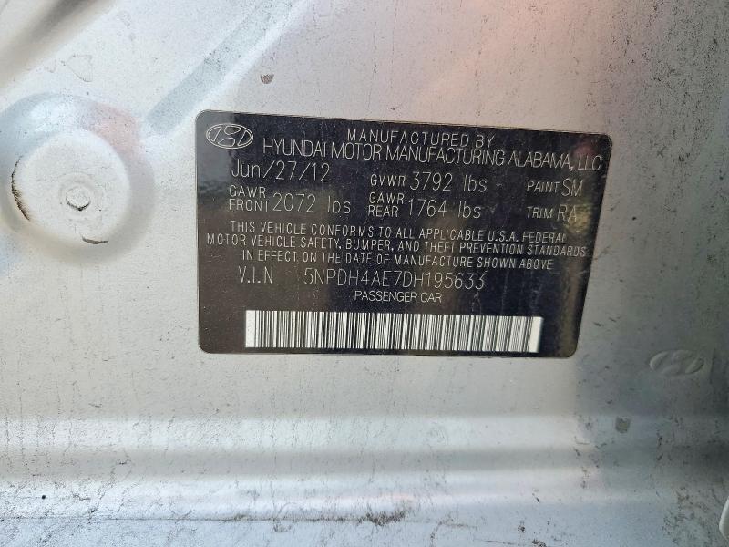 2013 Hyundai Elantra მანქანა იყიდება აუქციონზე, vin: 5NPDH4AE7DH195633, აუქციონის ნომერი: 61305866