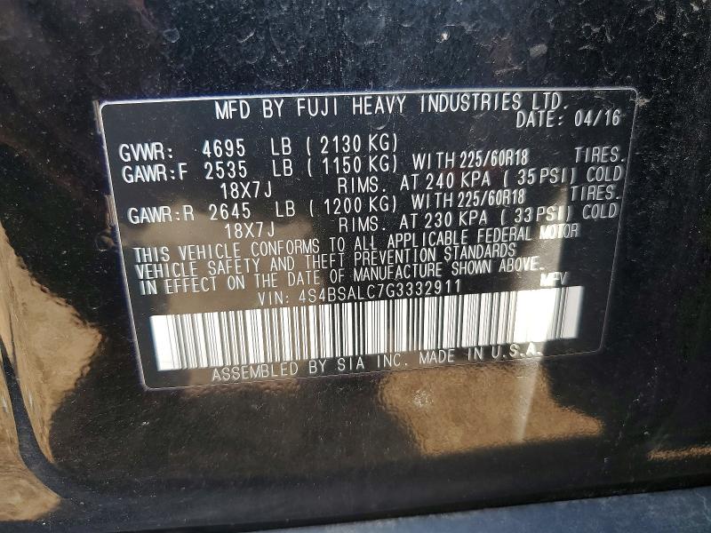 60673606 :رقم المزاد ، 4S4BSALC7G3332911 vin ، 2016 Subaru Outback مزاد بيع