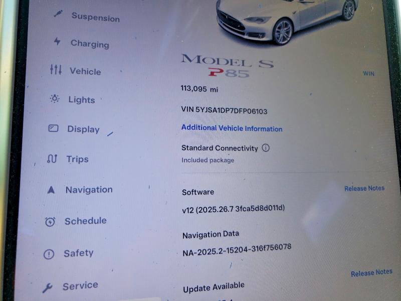 60928856 :رقم المزاد ، 5YJSA1DP7DFP06103 vin ، 2013 Tesla Model S مزاد بيع