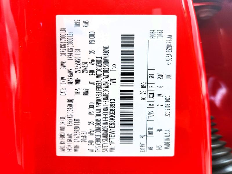 Aukcja sprzedaży 2019 Ford F150, vin: 1FTEW1E53KKE88513, numer aukcji: 59357966