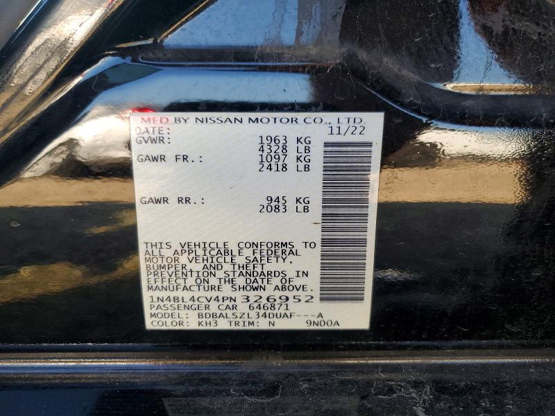 Продаж на аукціоні авто 2023 Nissan Altima, vin: 1N4BL4CV4PN326952, номер лоту: 60133566
