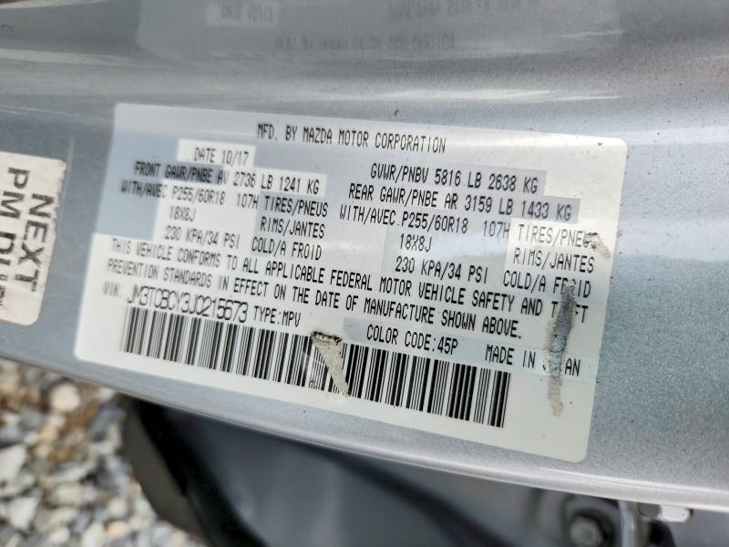Продаж на аукціоні авто 2018 Mazda Cx-9, vin: JM3TCBCY3J0215673, номер лоту: 62116256