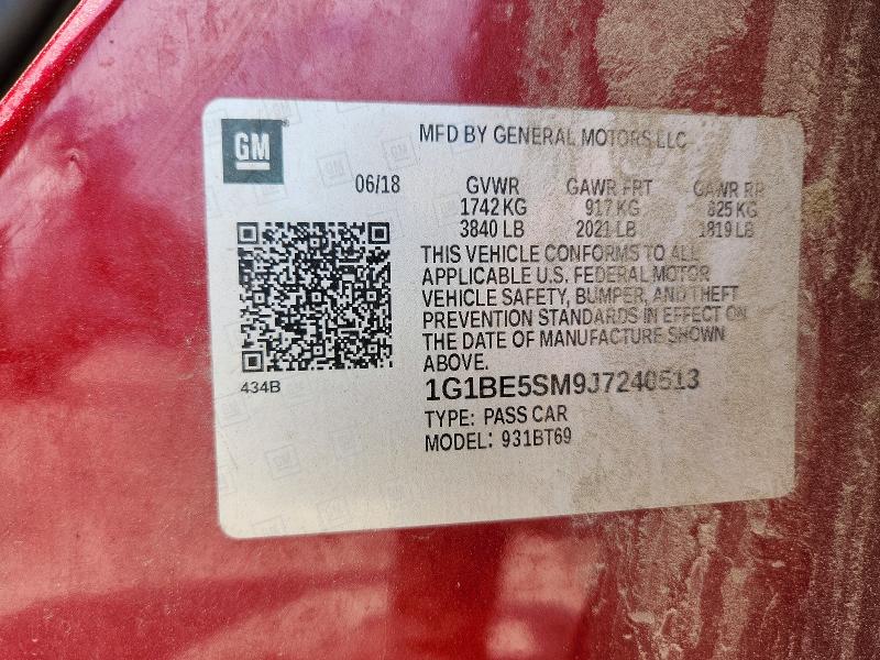 61146566 :رقم المزاد ، 1G1BE5SM9J7240513 vin ، 2018 Chevrolet Cruze مزاد بيع