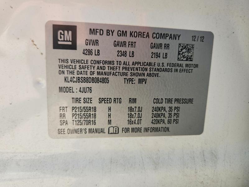 59186096 :رقم المزاد ، KL4CJBSB8DB084805 vin ، 2013 Buick Encore مزاد بيع