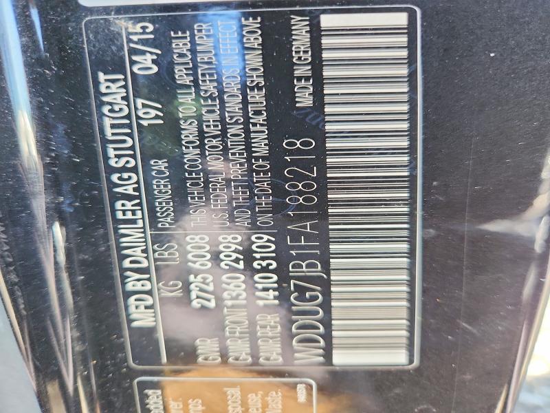 60300766 :رقم المزاد ، WDDUG7JB1FA188218 vin ، 2015 Mercedes-benz S مزاد بيع