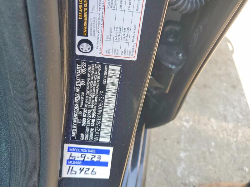 62248456 :رقم المزاد ، W1KZF5KB0NB057379 vin ، 2022 Mercedes-benz E مزاد بيع