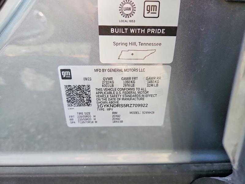 2024 Cadillac Xt5 მანქანა იყიდება აუქციონზე, vin: 1GYKNDRS5RZ709922, აუქციონის ნომერი: 60633436