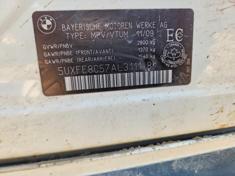 2010 Bmw X5 მანქანა იყიდება აუქციონზე, vin: 5UXFE8C57AL311148, აუქციონის ნომერი: 60391116