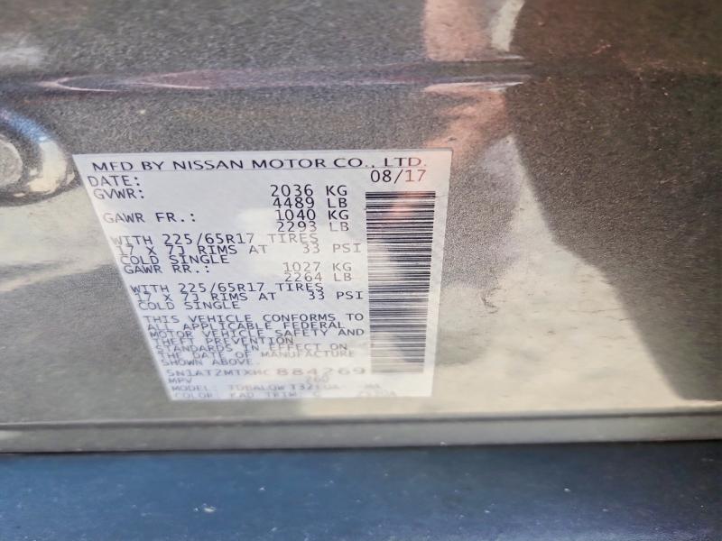 Aukcja sprzedaży 2017 Nissan Rogue, vin: 5N1AT2MTXHC884269, numer aukcji: 61031466
