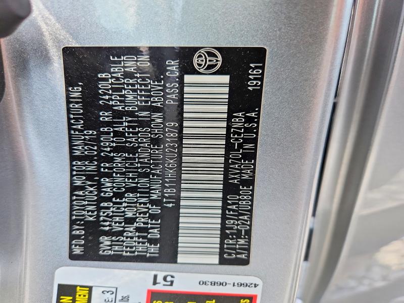 Продаж на аукціоні авто 2019 Toyota Camry, vin: 4T1B11HK6KU231879, номер лоту: 60303856