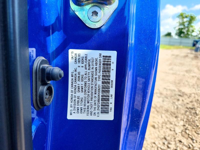 Aukcja sprzedaży 2019 Honda Civic, vin: 2HGFC4B6XKH306231, numer aukcji: 63318466