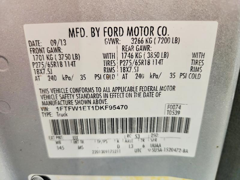 Aukcja sprzedaży 2013 Ford F150, vin: 1FTFW1ET1DKF95470, numer aukcji: 59639366