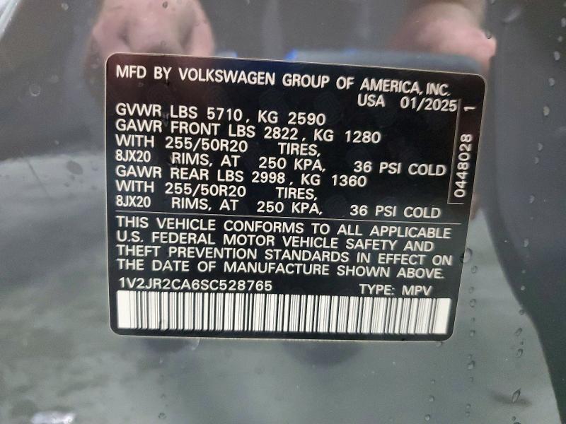 Aukcja sprzedaży 2025 Volkswagen Atlas, vin: 1V2JR2CA6SC528765, numer aukcji: 62434756