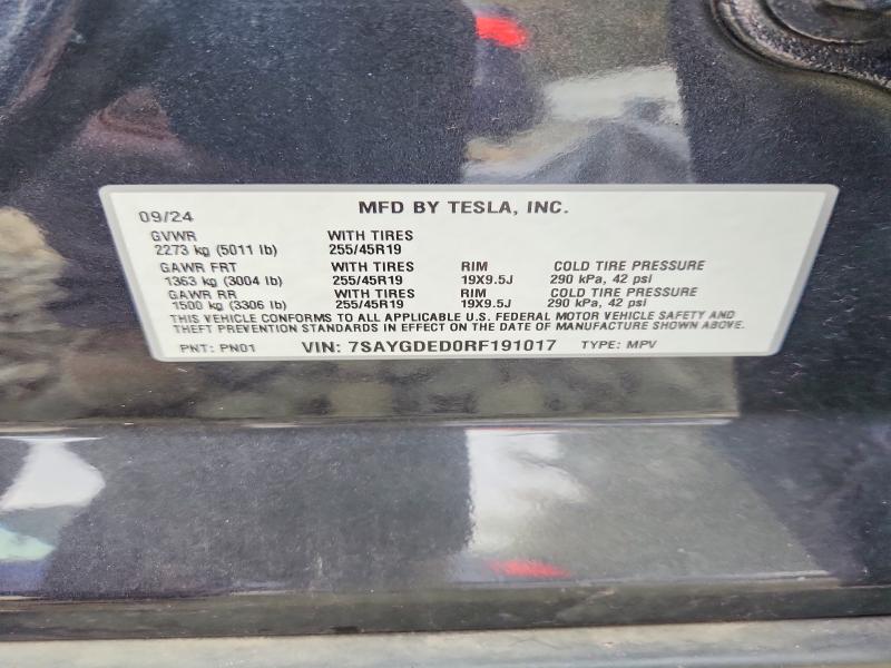 Aukcja sprzedaży 2024 Tesla Model Y, vin: 7SAYGDED0RF191017, numer aukcji: 60883986