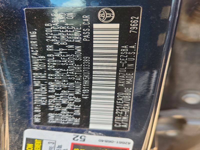Aukcja sprzedaży 2019 Toyota Camry, vin: 4T1B11HK5KU703389, numer aukcji: 61928416