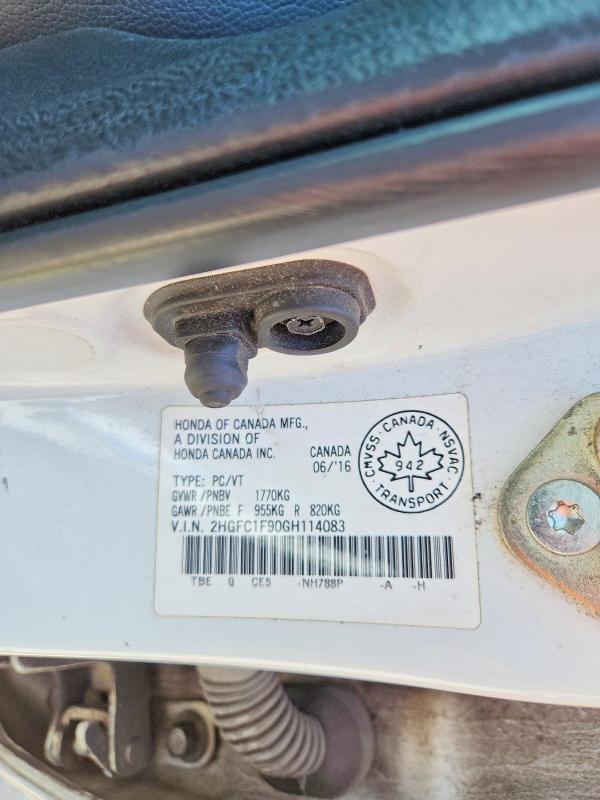 Aukcja sprzedaży 2016 Honda Civic, vin: 2HGFC1F90GH114083, numer aukcji: 58466066