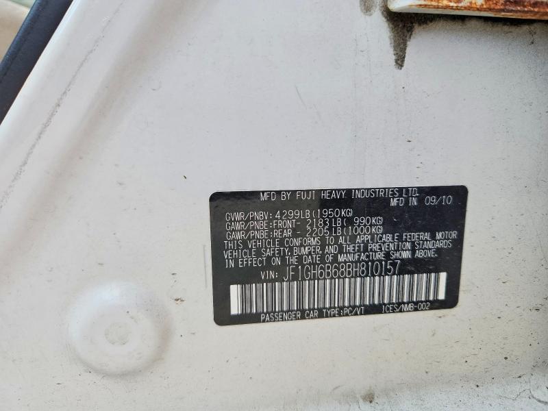 Aukcja sprzedaży 2011 Subaru Impreza, vin: JF1GH6B68BH810157, numer aukcji: 61924706