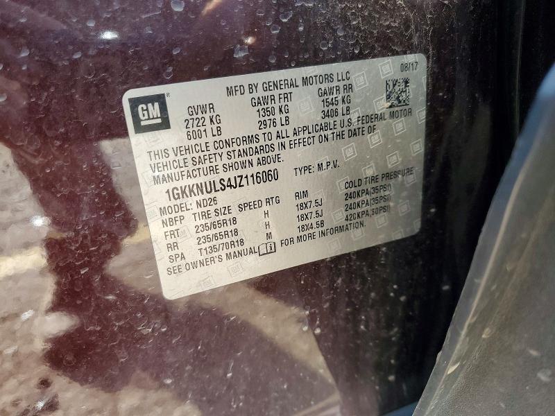 61925736 :رقم المزاد ، 1GKKNULS4JZ116060 vin ، 2018 Gmc Acadia مزاد بيع