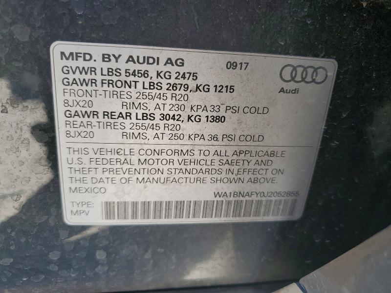 Aukcja sprzedaży 2018 Audi Q5, vin: WA1BNAFY0J2052855, numer aukcji: 62885686