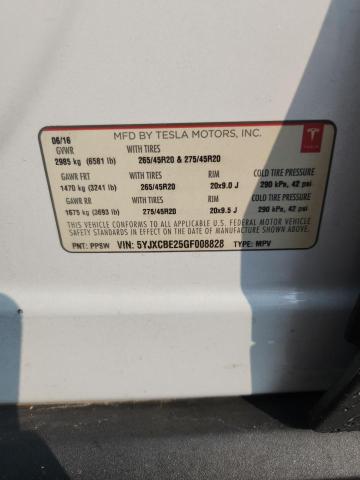 57028106 :رقم المزاد ، 5YJXCBE25GF008828 vin ، 2016 Tesla Model X مزاد بيع