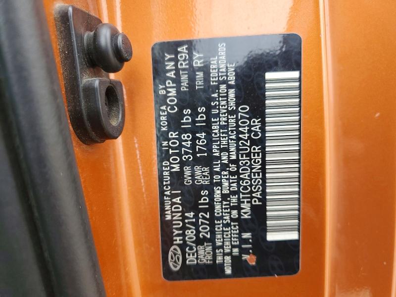 Aukcja sprzedaży 2015 Hyundai Veloster, vin: KMHTC6AD3FU244070, numer aukcji: 62286006