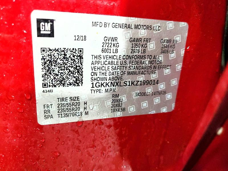Aukcja sprzedaży 2019 Gmc Acadia, vin: 1GKKNXLS1KZ199014, numer aukcji: 60714526
