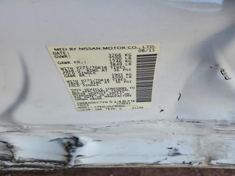 58130126 :رقم المزاد ، 1N6BA0EC7FN514879 vin ، 2015 Nissan Titan مزاد بيع