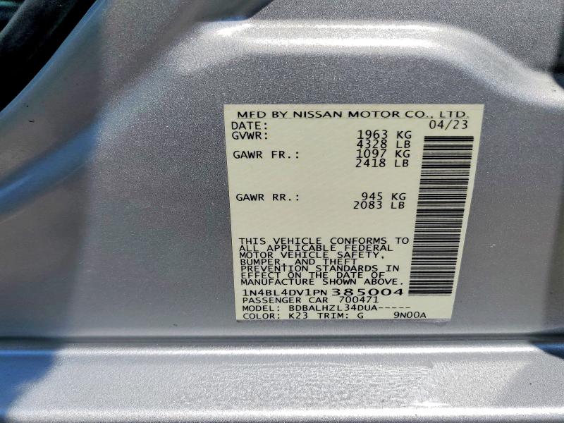 2023 Nissan Altima მანქანა იყიდება აუქციონზე, vin: 1N4BL4DV1PN385004, აუქციონის ნომერი: 61443466