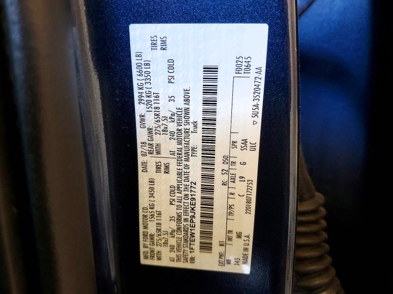 Auction sale of the 2018 Ford F150, vin: 1FTEW1EP9JKE91772, lot number: 62124986