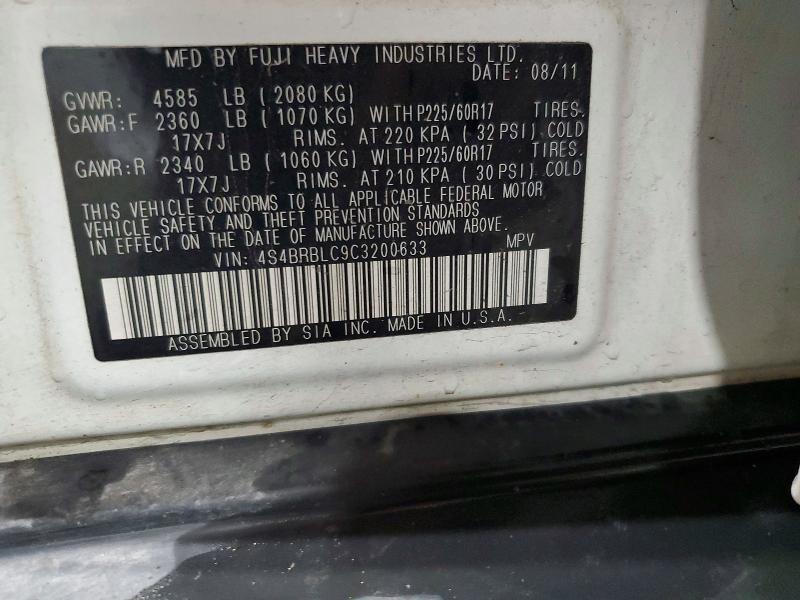Продаж на аукціоні авто 2012 Subaru Outback, vin: 4S4BRBLC9C3200633, номер лоту: 62820706