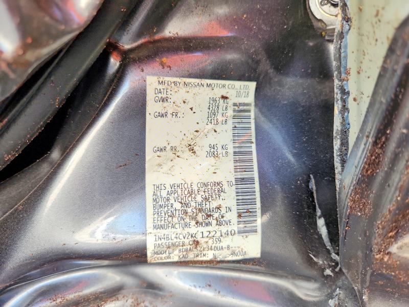 2019 Nissan Altima მანქანა იყიდება აუქციონზე, vin: 1N4BL4CV2KC122140, აუქციონის ნომერი: 61232626