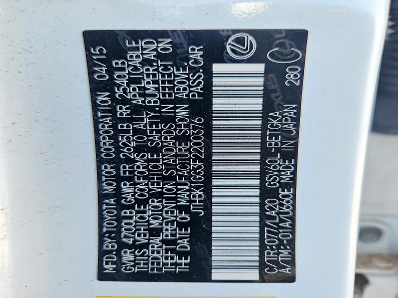 Продажа на аукционе авто 2015 Lexus Es, vin: JTHBK1GG3F2200376, номер лота: 61185406