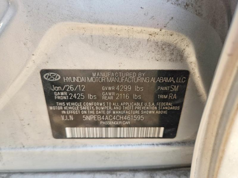 Aukcja sprzedaży 2012 Hyundai Sonata, vin: 5NPEB4AC4CH461595, numer aukcji: 59651606