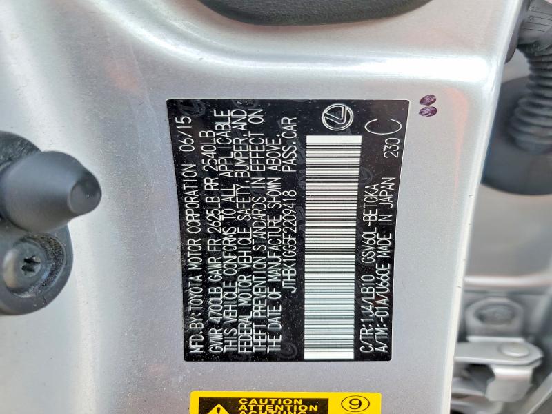 Aukcja sprzedaży 2015 Lexus Es, vin: JTHBK1GG5F2209418, numer aukcji: 60698346