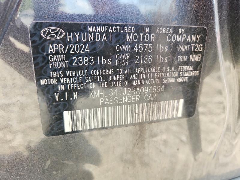 63419816 :رقم المزاد ، KMHL34JJ2RA094694 vin ، 2024 Hyundai Sonata Hybrid مزاد بيع