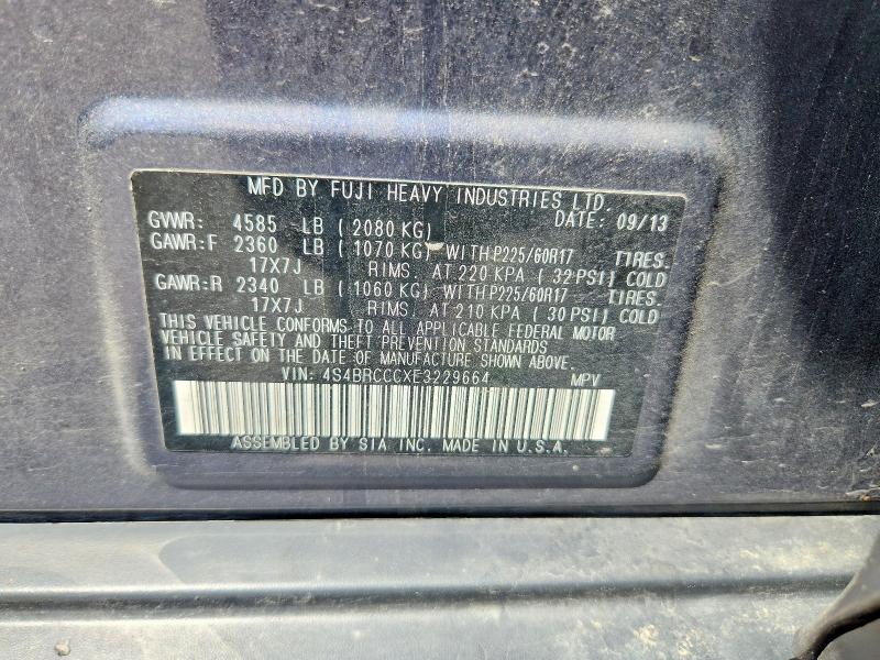 Aukcja sprzedaży 2014 Subaru Outback, vin: 4S4BRCCCXE3229664, numer aukcji: 61852096