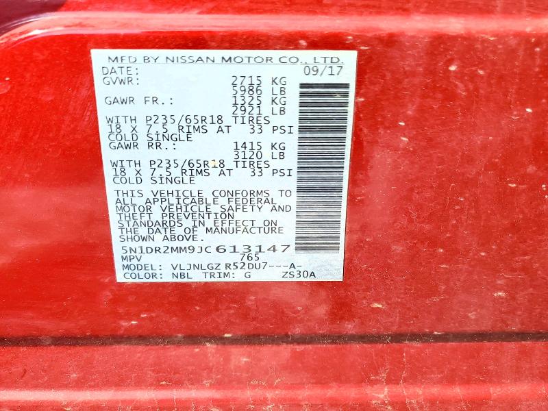 Продажа на аукционе авто 2018 Nissan Pathfinder, vin: 5N1DR2MM9JC613147, номер лота: 59155796