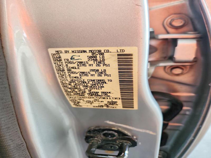2000 Nissan Xterra მანქანა იყიდება აუქციონზე, vin: 5N1ED28T8YC598199, აუქციონის ნომერი: 62684386