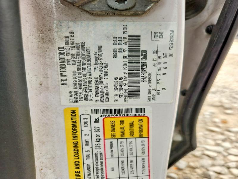 Продаж на аукціоні авто 2017 Ford Fusion, vin: 3FA6P0K92HR136830, номер лоту: 60530196