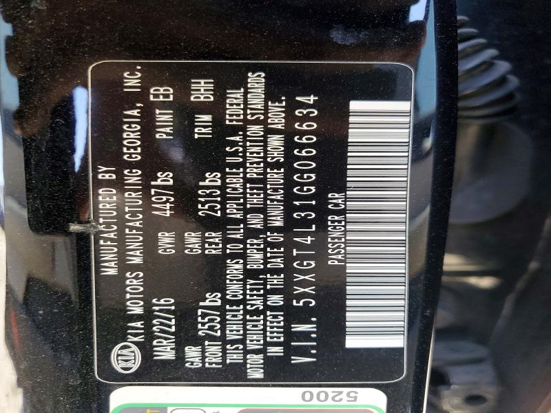 63059606 :رقم المزاد ، 5XXGT4L31GG066634 vin ، 2016 Kia Optima مزاد بيع