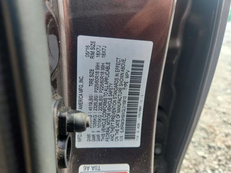 Aukcja sprzedaży 2016 Honda Cr-v, vin: 5J6RM3H9XGL016810, numer aukcji: 59746986