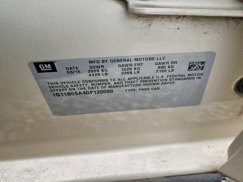 2016 Chevrolet Malibu Limited მანქანა იყიდება აუქციონზე, vin: 1G11B5SA4GF120689, აუქციონის ნომერი: 61373546